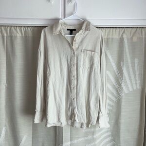 Linen-Blend Button Up Shirt